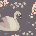 Art Gallery Fabrics - Hello Ollie - Dabbling Swan in Plum