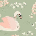 Art Gallery Fabrics - Hello Ollie - Dabbling Swan in Sage