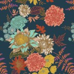 Art Gallery Fabrics - Knits - Autumn Vibes - Floral Glow in Twilit