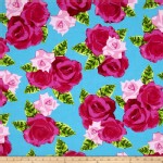 Benartex - English Rosey - Rose Bouquet in Turquoise