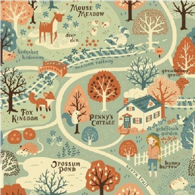 Birch Fabrics - Acorn Trail - Acorn Trail Map in Mint