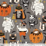 Blend Fabrics - Halloween - Boo Crew - Purrfect Pranksters in Grey