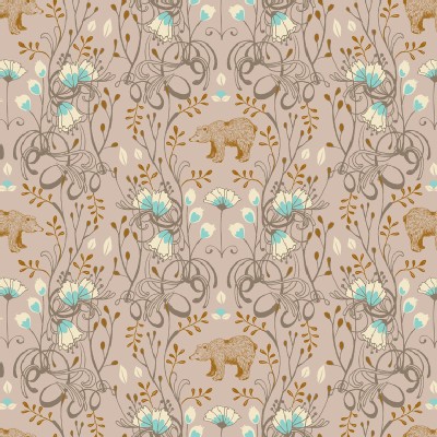 Blend Fabrics - Timber and Leaf - Brush Bear in Taupe