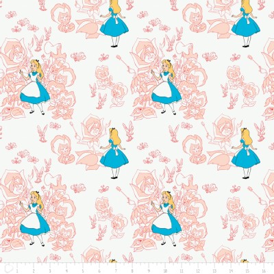 Camelot Fabrics - Alice In Wonderland - Golden Afternoon Tolile in Blush