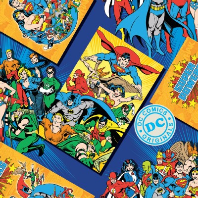 Camelot Fabrics - DC Comic - Comic Covers in Blue