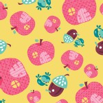 Camelot Fabrics - FairyVille - Apple Houses in Yellow