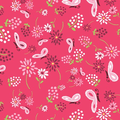 Camelot Fabrics - FairyVille - Butterflies and Flowers in Pink