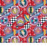 Camelot Fabrics - Girl Power 2 - Badges in Red
