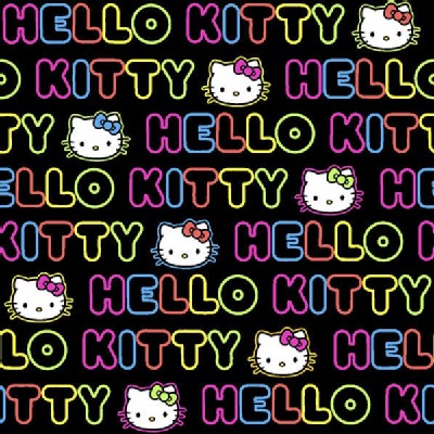 Character Prints - Hello Kitty - Neon Word Stripe in Pink