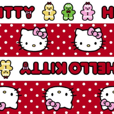 Character Prints - Hello Kitty - Gingerbread Stripe in Red