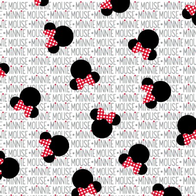 Character Prints - Mickey - Mickey Minnie Heads and Bows in White
