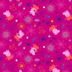 Character Prints - Other Characters - Peppa Pig Flowers in Fushia