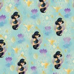 Character Prints - Princess - Jasmine Holding Flowers in Blue