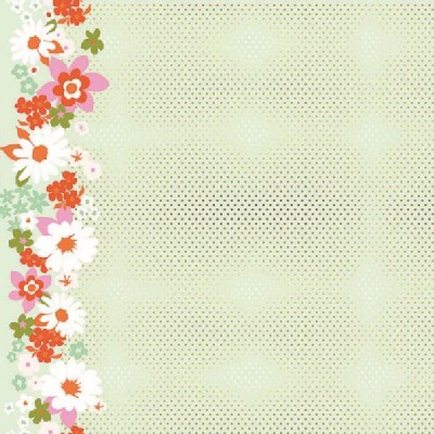 Cotton And Steel - Mustang - Floral Border Dots in Mint