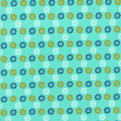Cotton And Steel - Mustang - Flower Icons in Turquoise