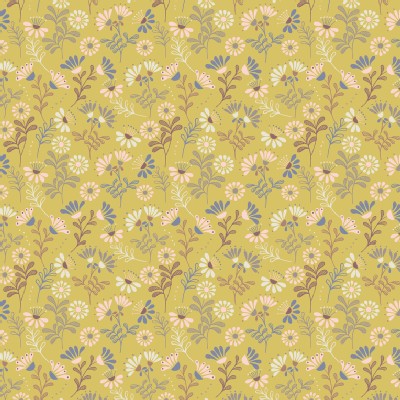 Lewis And Irene - A Little Bird Told Me - Cottage Flowers in Spring Yellow