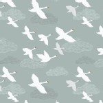 Lewis And Irene - Down By the River - Swans in Flight in Grey Blue