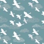 Lewis And Irene - Down By the River - Swans in Flight in Teal