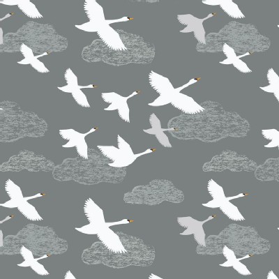 Lewis And Irene - Down By the River - Swans in Flight in Grey