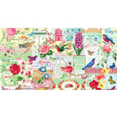 Michael Miller Fabrics - Florals - Menagerie Collage in Multi