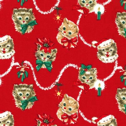 Michael Miller Fabrics - Holiday - Kitty Garland in Red