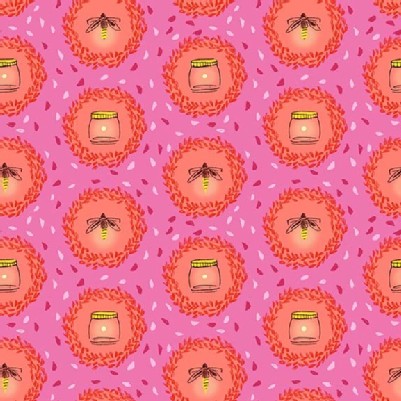 Michael Miller Fabrics - Wee Wander - Glow Friends in Pink