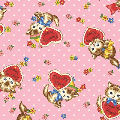 Quilt Gate - Dear Little World - Pocket Kitten Hearts in Pink