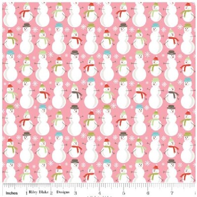 Riley Blake Designs - Holiday - Merry Snowman in Pink