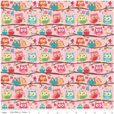 Riley Blake Designs - Knit Prints - Happy Flappers Owl in Pink