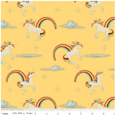 Riley Blake Designs - Unicorns and Rainbows - Unicorn Main in Yellow
