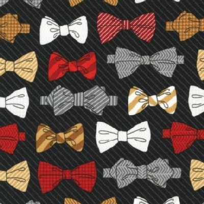 Robert Kaufman Fabrics - Fox and The Houndstooth - Bow Tie in Black