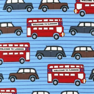 Robert Kaufman Fabrics - Next Stop London - Bus in Blue