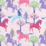 Timeless Treasures - Novelty - Glitter Horses in Pink