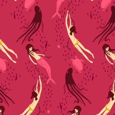 Windham Fabrics - Mendocino - Underwater Sisters in Dark Pink